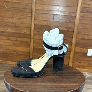 Circus by Sam Edelman Black Suede Block Heel Ankle-Strap Sandals